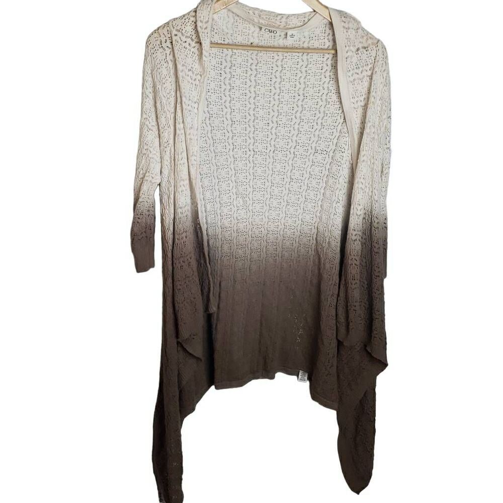 Cato Brown and‎ White Cardigan Wrap Shaw